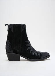 Botine/ghete țesătură satinată toc de 4 la 6 cm negru REQINS femme