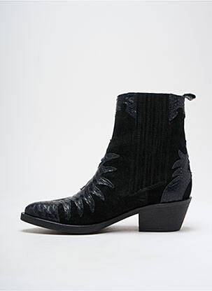 Botine/ghete țesătură satinată toc de 4 la 6 cm negru REQINS femeie