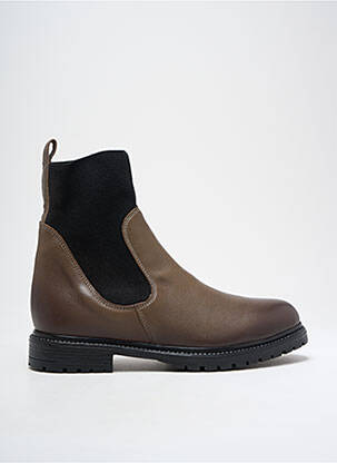 Botine/ghete material neted toc plat până la 3 cm maro REQINS femeie