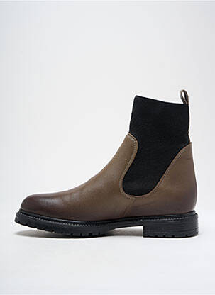 Botine/ghete material neted toc plat până la 3 cm maro REQINS femeie