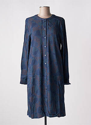 Rochie midi imprimeu fantezie mâneci lungi albastru ZILCH femeie