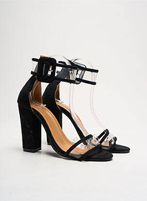 Sandale/pantofi decupați toc pătrat toc de 7 la 9 cm negru FASHION femeie