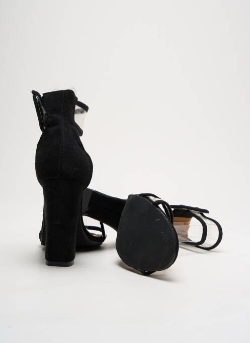 Sandale/pantofi decupați toc pătrat toc de 7 la 9 cm negru FASHION femme