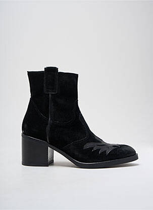 Botine/ghete țesătură satinată toc de 4 la 6 cm negru SPAZIOZERO8 femeie