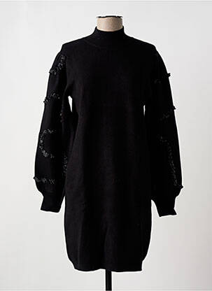 Rochie pulover strânsă pe partea de jos mâneci lungi negru OBJECT femeie
