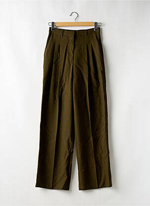 Pantalon larg talie cu cleme talie înaltă verde BELLEROSE femeie