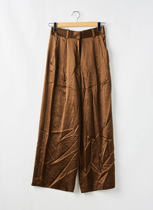 Pantalon larg maro LILY SILK femeie