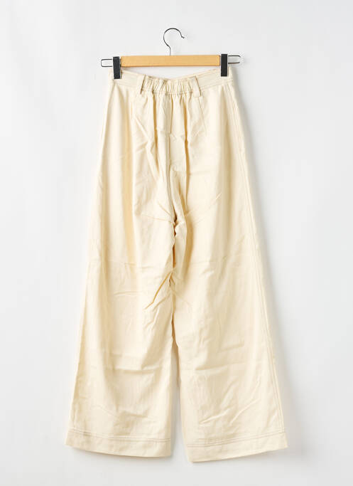 Pantalon larg închidere cu fermoar sub clapetă cu cârlig talie înaltă bej SANCIA femme