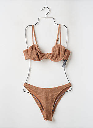 Costum de baie din două piese elasticitate sutien cupe întregi cu decolteu înalt maro NA-KD femeie