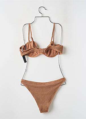 Costum de baie din două piese elasticitate sutien cupe întregi cu decolteu înalt maro NA-KD femeie