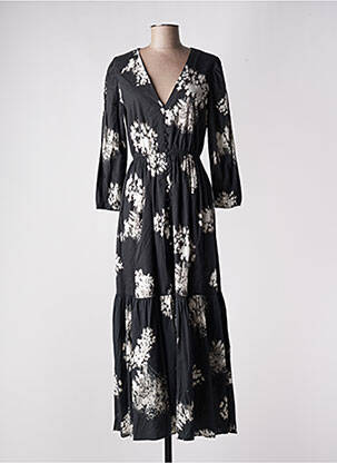 Rochie lungă imprimeu floral mâneci 3/4 gri DESIGUAL femeie