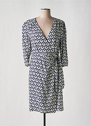 Rochie midi croială fluidă mâneci 3/4 albastru JULIE GUERLANDE femeie