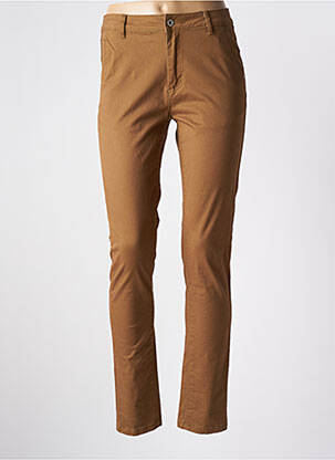 Pantalon chino țesătură poplin talie înaltă galben SARAH JOHN femeie