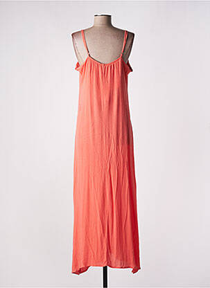 Rochie lungă mâneci cu bretele ajustabile bretele subțiri portocalie LAURE + MAX femeie