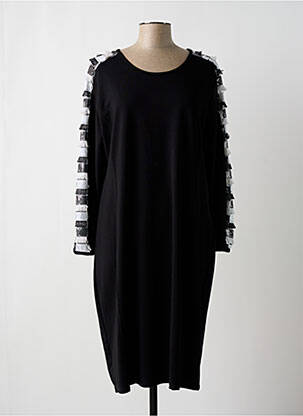 Rochie midi mâneci lungi mâneci lungi negru 100 % FEMININ PARIS femeie