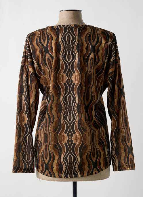 Top elasticitate mâneci lungi maro MADE IN ITALY femme