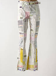 Pantalon evazat elasticitate talie înaltă alb DESIGUAL femme