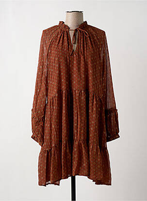 Rochie midi imprimeu fantezie mâneci lungi portocalie MOLLY BRACKEN femeie