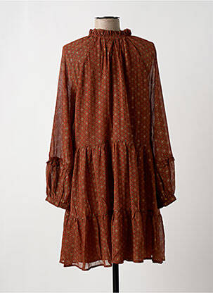 Rochie midi imprimeu fantezie mâneci lungi portocalie MOLLY BRACKEN femeie