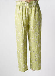 Pantalon drept țesătură poplin talie înaltă verde IMPREVU femeie
