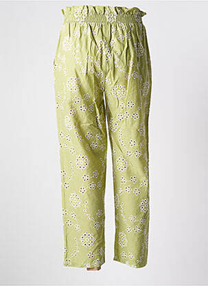 Pantalon drept țesătură poplin talie înaltă verde IMPREVU femeie