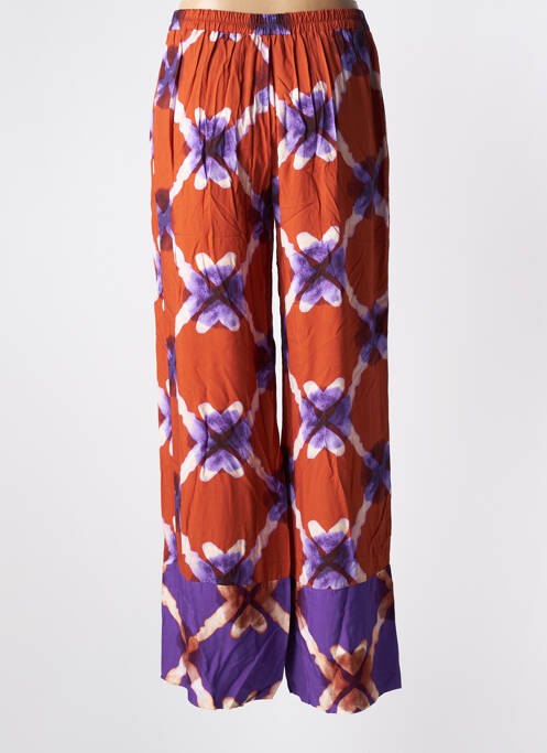 Pantalon larg țesătură poplin talie înaltă portocaliu IMPREVU femme