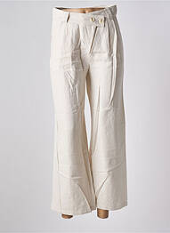 Pantalon 7/8 închidere cu fermoar sub clapetă cu nasturi bej SEE U SOON femeie