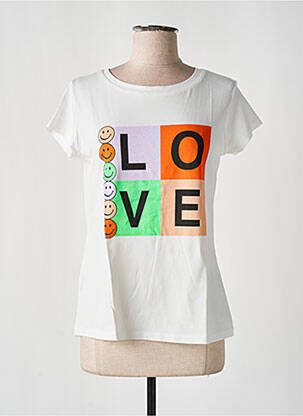 Tricou imprimeu fantezie mâneci scurte alb NINETTE femeie