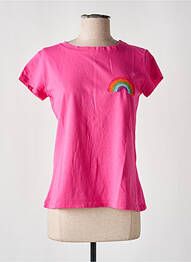 Tricou croială dreaptă mâneci scurte roz NINETTE femme