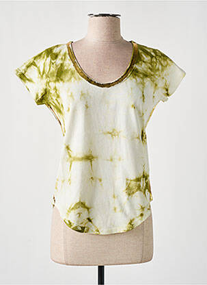 Tricou guler în v mâneci scurte verde IMPREVU femeie