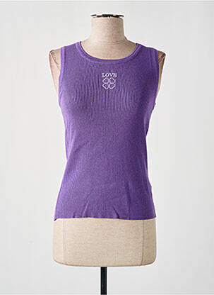Pulover croială cambrată fără mâneci violet FEELHOO femeie