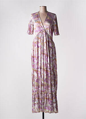 Rochie lungă mâneci scurte mâneci scurte violet HOLLY & JOEY femeie