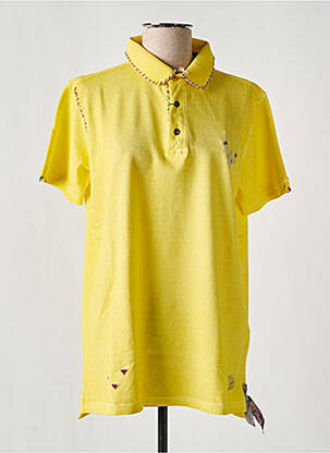Polo broderie mâneci scurte galben BY CHARLIE B femeie