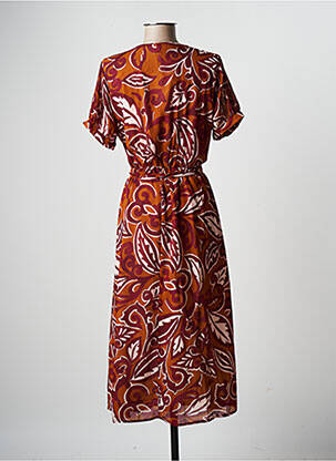 Rochie midi imprimeu fantezie mâneci scurte maro LA FEE MARABOUTEE femeie