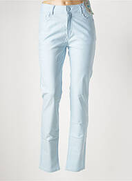 Pantalon slim țesătură acoperită talie înaltă albastru S.QUISE femme