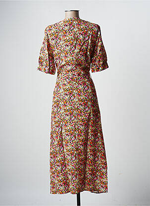 Rochie midi imprimeu floral mâneci scurte portocalie LA FEE MARABOUTEE femeie
