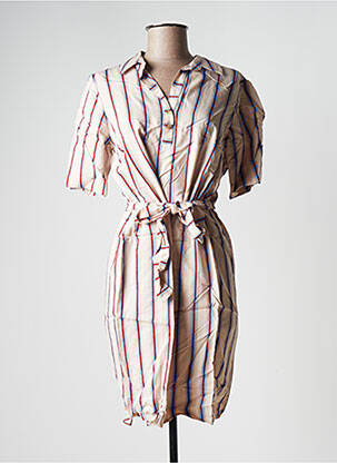 Rochie midi țesătură crep mâneci scurte bej LA FEE MARABOUTEE femeie