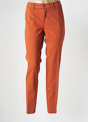Pantalon slim țesătură poplin mărime normală portocalie HAPPY femeie