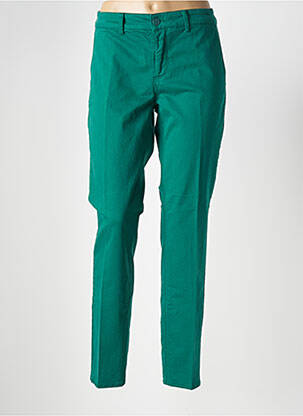 Pantalon chino țesătură poplin mărime normală verde închis HAPPY femeie