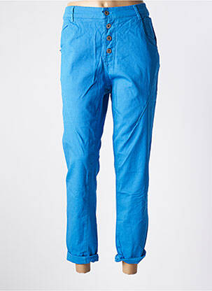 Pantalon slim țesătură poplin mărime normală albastru C'MELODIE femeie