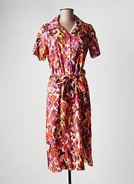 Rochie midi imprimeu fantezie mâneci scurte portocaliu LA FEE MARABOUTEE femeie