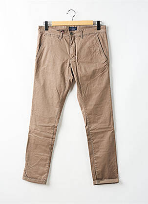 Pantalon chino țesătură poplin mărime normală maro TEDDY SMITH bărbat