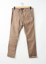 Pantalon chino țesătură poplin mărime normală maro TEDDY SMITH homme