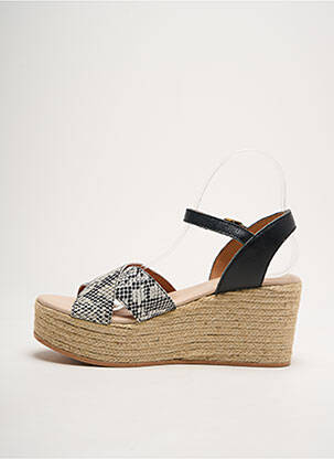 Espadrile țesătură satinată toc de 4 la 6 cm negru AZUL BLUE femeie