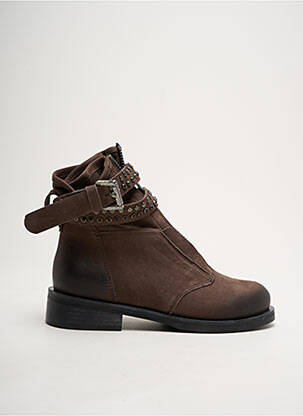 Botine/ghete material neted toc de 4 la 6 cm maro REQINS femeie