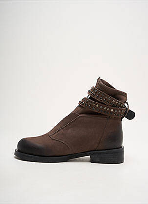 Botine/ghete material neted toc de 4 la 6 cm maro REQINS femeie