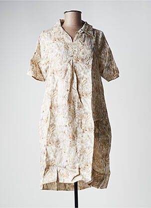 Rochie midi imprimeu floral mâneci scurte bej LA FEE MARABOUTEE femeie