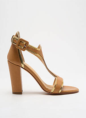 Sandale/pantofi decupați material neted toc de 7 la 9 cm maro REBECCA BALDUCCI femeie