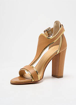 Sandale/pantofi decupați material neted toc de 7 la 9 cm maro REBECCA BALDUCCI femeie