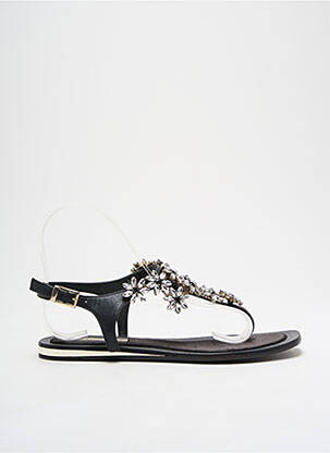 Șlapi țesătură satinată toc plat până la 3 cm negru TOSCA BLU SHOES femeie